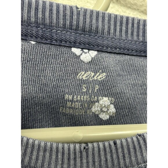 Aerie Floral Crewneck Pullover Sweatshirt Size Small Lightweight Soft Distressed - Picture 7 of 10